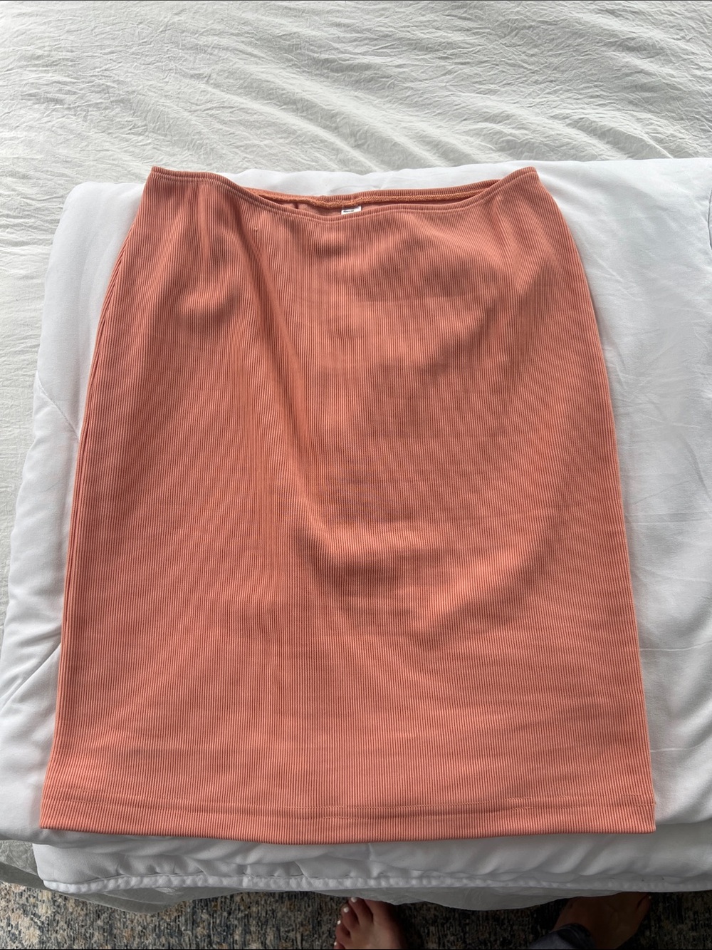 American Apparel Ribbed Pencil Skirt in Peach
